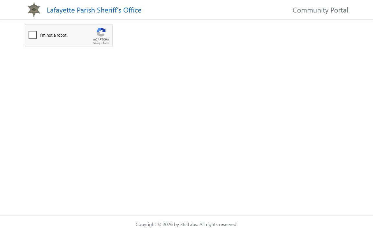 365Labs community portal showing Lafayette Parish inmate list
