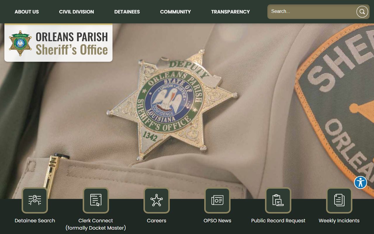 Orleans Parish Sheriff's Office website for New Orleans arrest records
