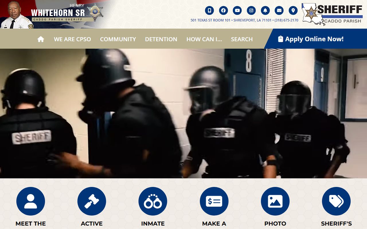 Caddo Parish Sheriff's Office website for recent arrests