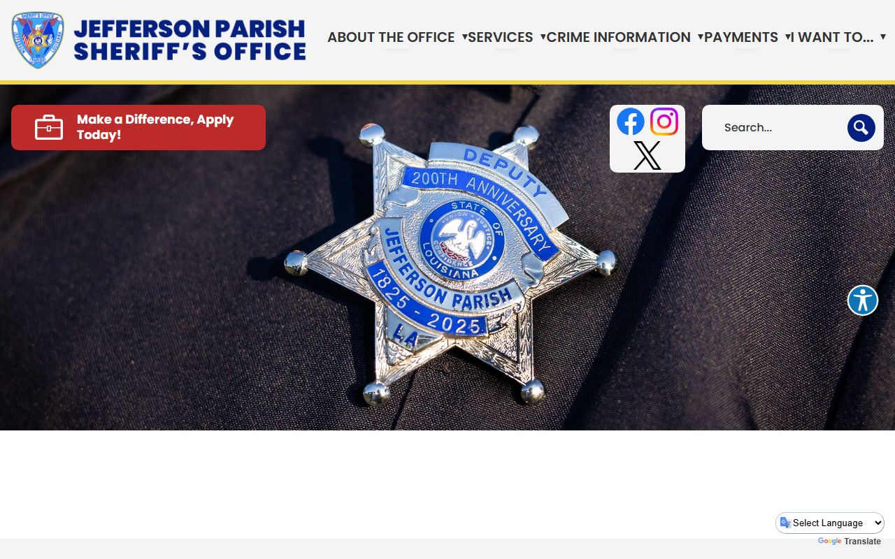 Jefferson Parish Sheriff's Office website for recent arrests