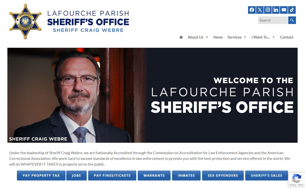 Lafourche Parish Sheriff's Office website for recent arrests